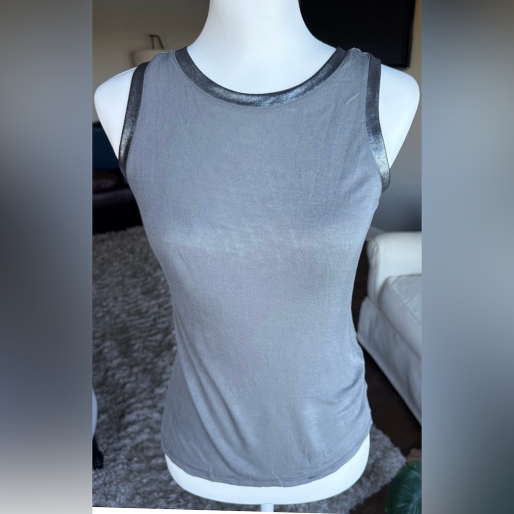 BKE Red SMALL Gray Muscle Tank With Silver Trim